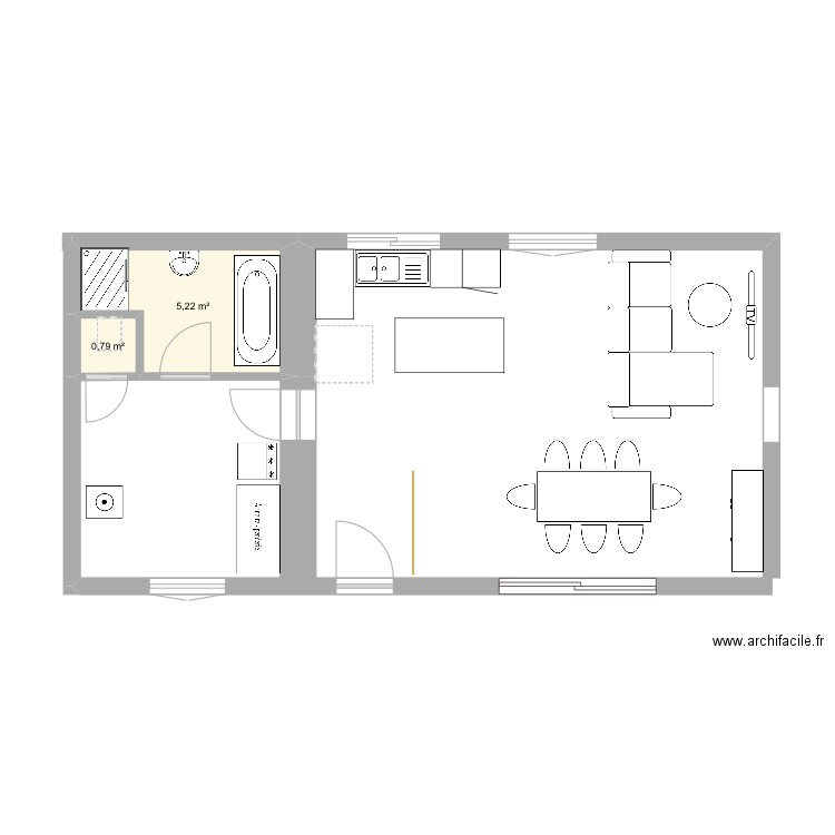 Alex1. Plan de 2 pièces et 6 m2