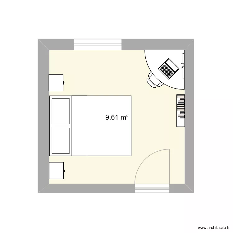 Chambre Meline. Plan de 1  et 10 m²