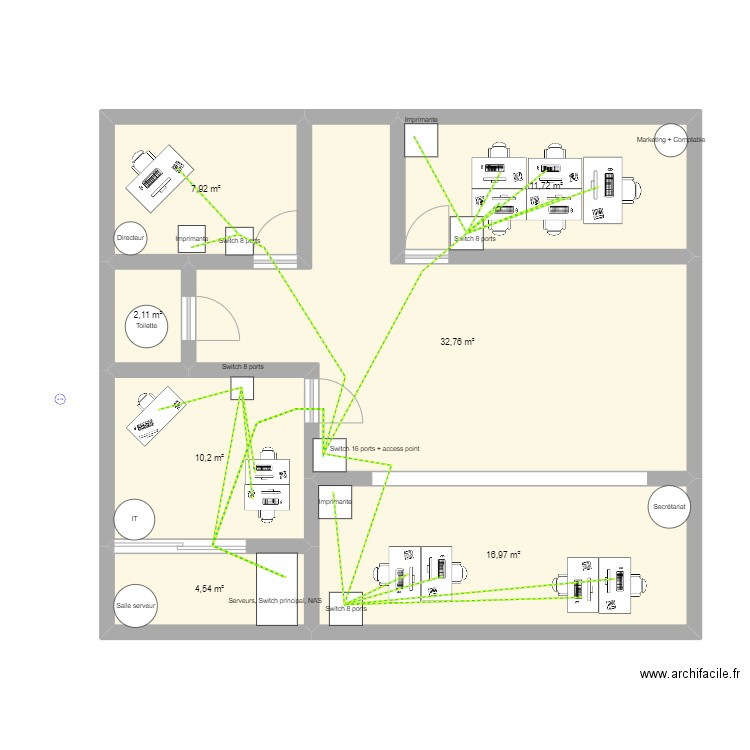 Entreprise. Plan de 0 pièce et 0 m2