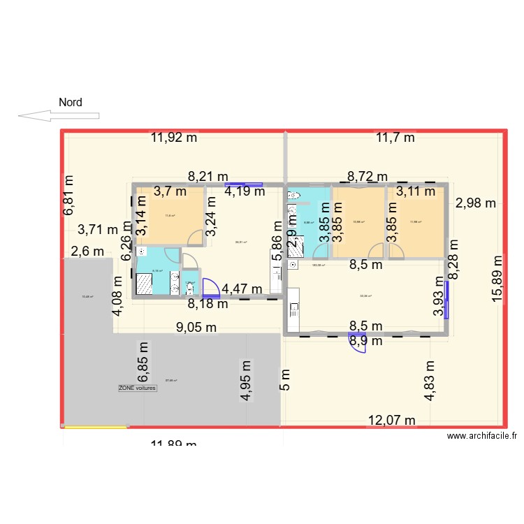 projet T2 T3 bis. Plan de 11 pièces et 362 m2