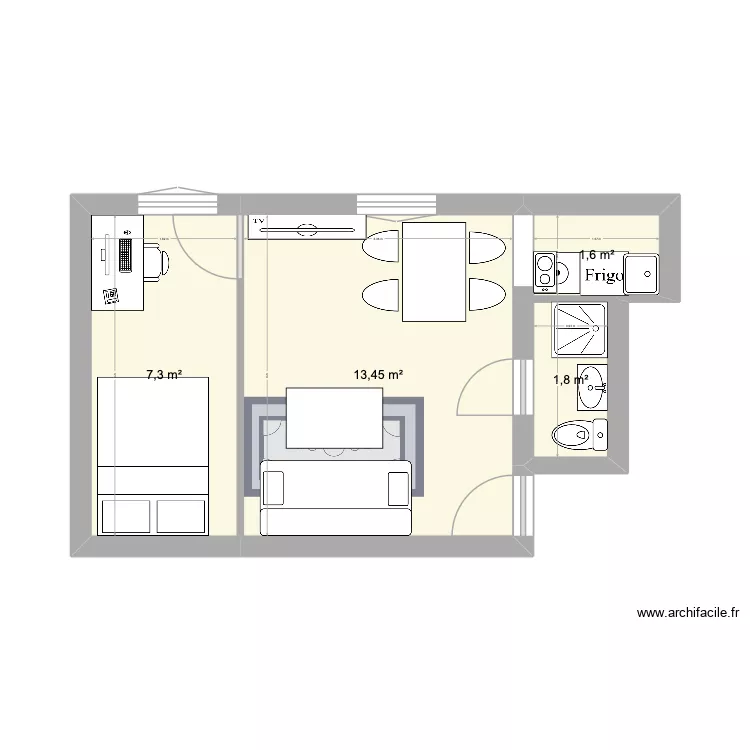 plan cloison. Plan de 4  et 24 m²