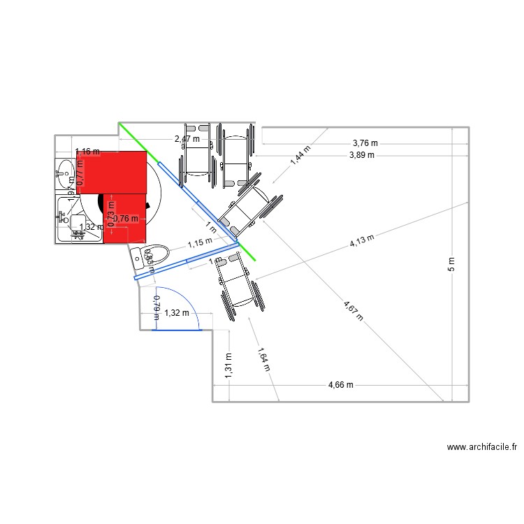 CHAMBRE AVEC SDB FAURE 2 AVEC FAUTEUIL. Plan de 0 pièce et 0 m2