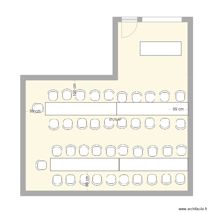 Table Sol°3. Plan de 1 pièce et 58 m2