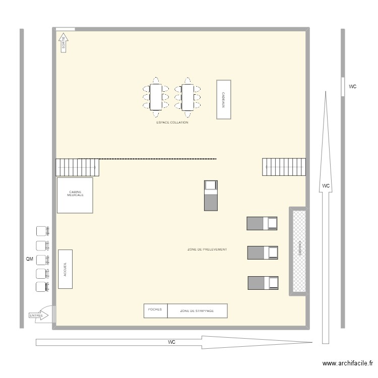 Clinique Notre Dame de Charleroi. Plan de 2 pièces et 159 m2