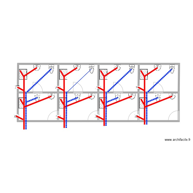 evac. Plan de 8 pièces et 43 m2