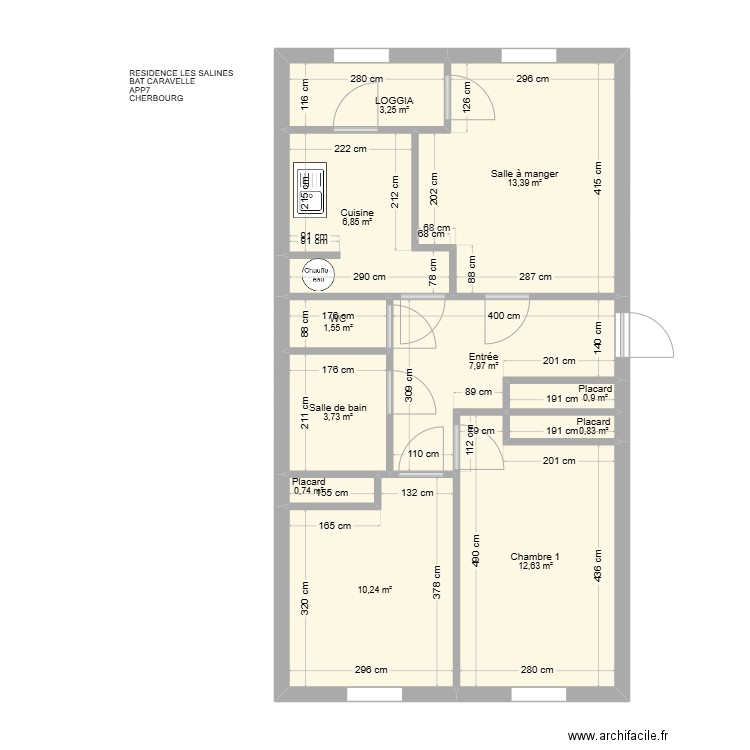 BAT CARAVELLES APP7. Plan de 11 pièces et 62 m2