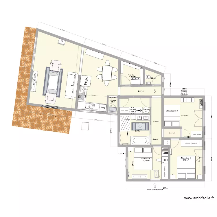 Maison Thomas - projet cuisine  salon. Plan de 