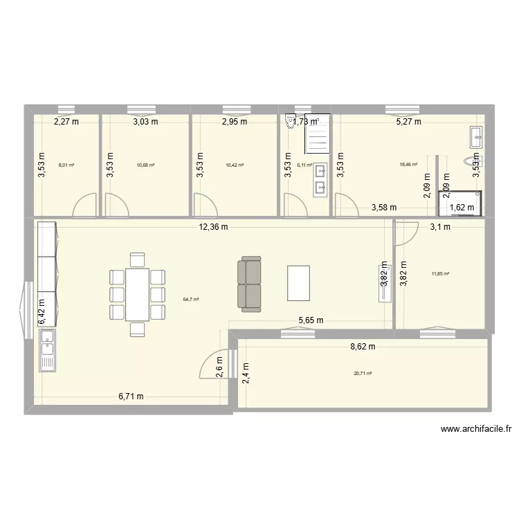 Chalet. Plan de 8  et 151 m²