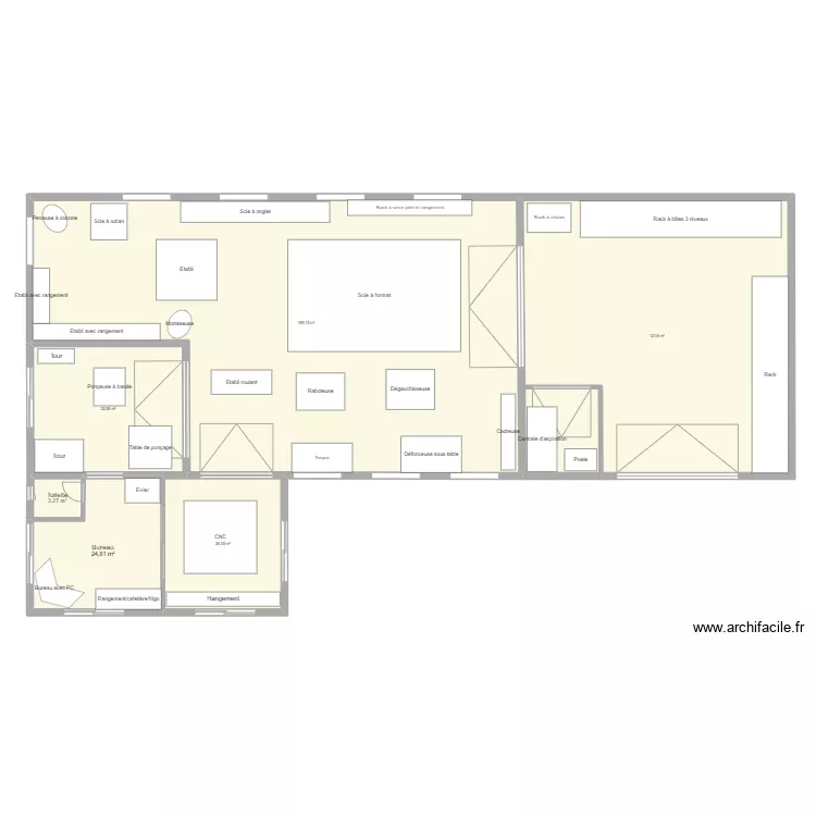Atelier menuiserie. Plan de 