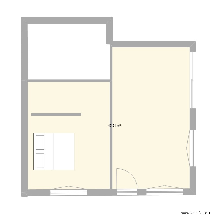exension maison. Plan de 1 pièce et 47 m2