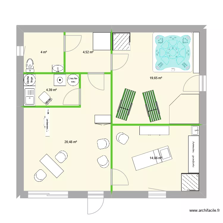 version 2 institut. Plan de 6  et 67 m²