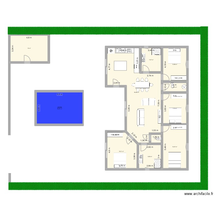 MAISON AVAGOU 2. Plan de 11 pièces et 170 m2