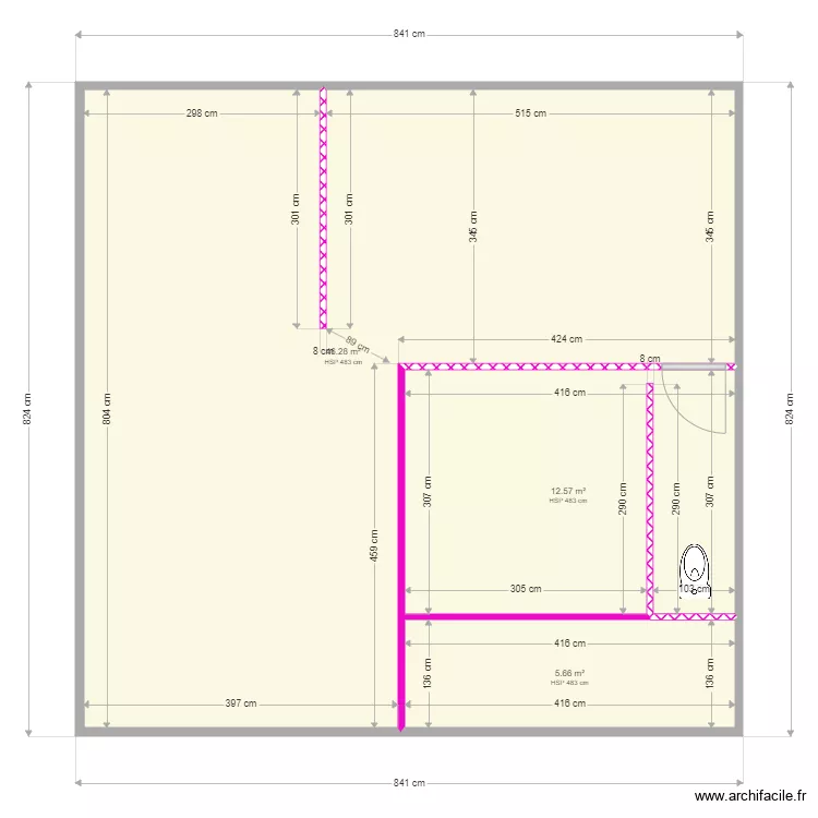 ETAGE 2 GROMELLE salle de bains. Plan de 3 et 65 m² ETAGE 2 GROMELLE salle de bains. Plan de 3 et 65 m²