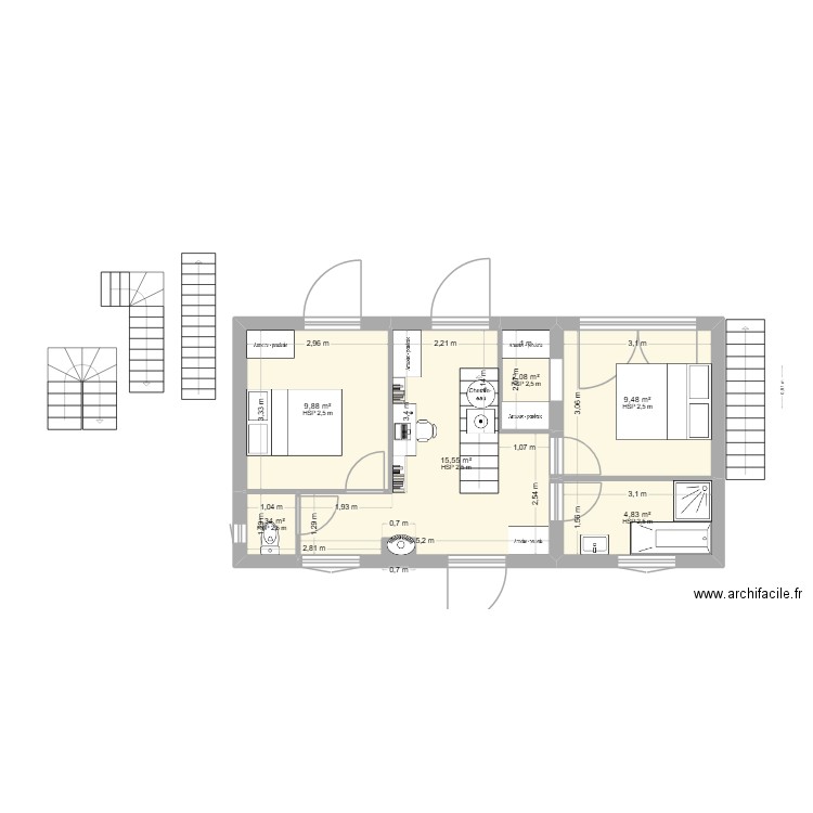 EYGLIERS - SANS EXTENSION 4. Plan de 10 pièces et 105 m2