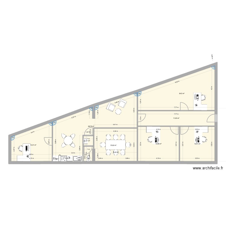 Plateaux MG élec. Plan de 8 pièces et 122 m2