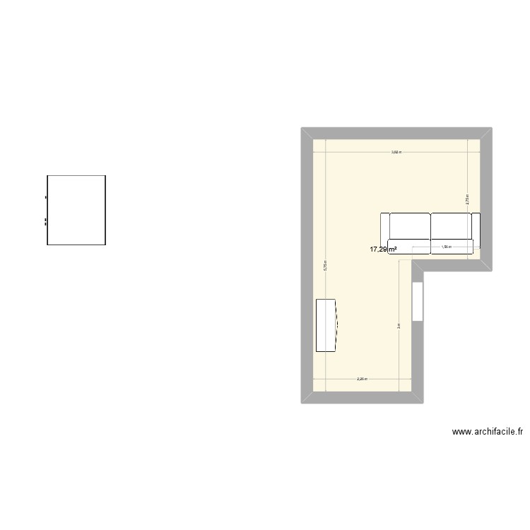 salon2925. Plan de 1 pièce et 17 m2