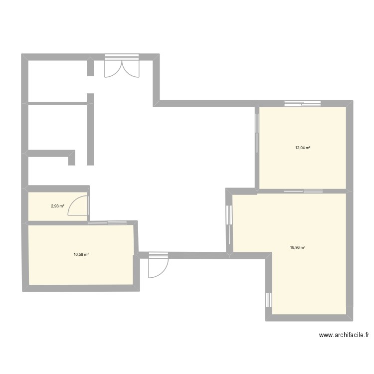 Labo Simon. Plan de 4 pièces et 45 m2