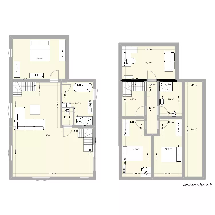 Projet St Christophe 1er et grenier. Plan de 10  et 153 m²