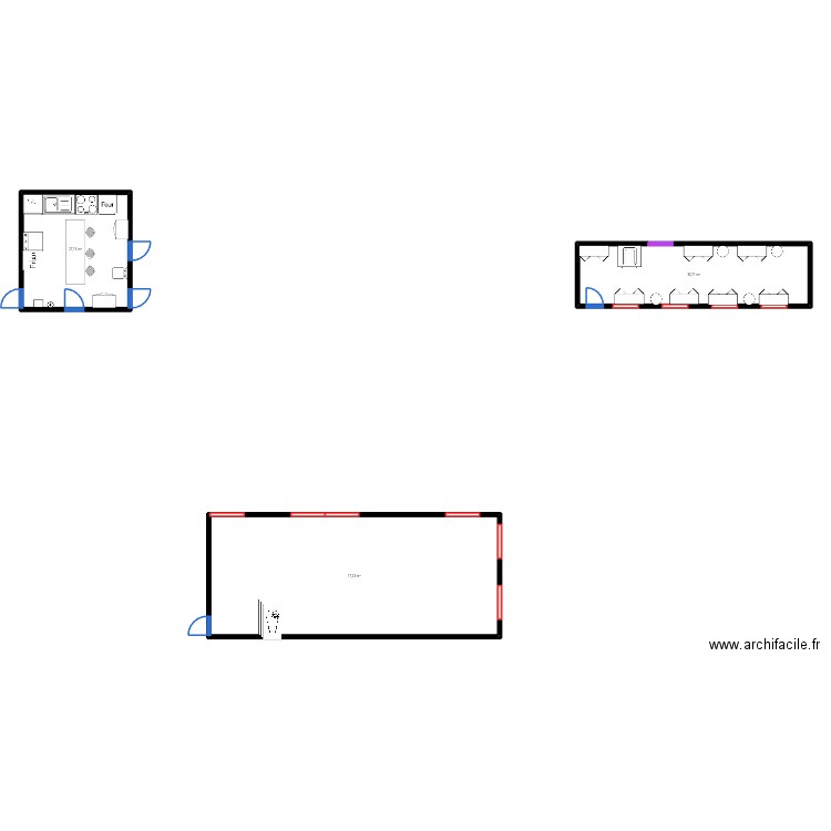 Couloir finit. Plan de 3 pièces et 135 m2