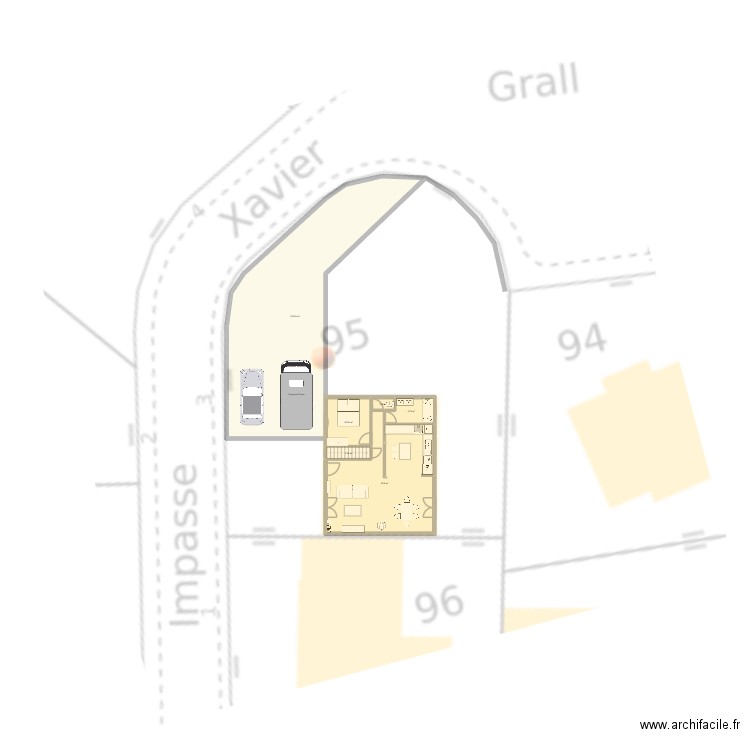 Queven RTez de chaussée. Plan de 6 pièces et 186 m2