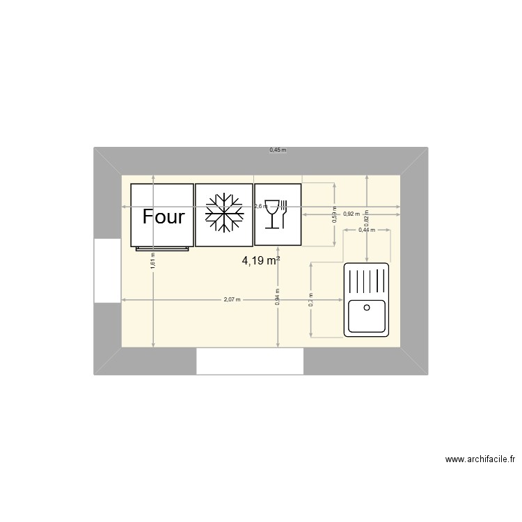 cuisine fouras. Plan de 1 pièce et 4 m2