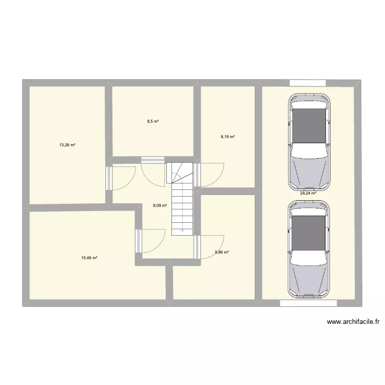 maison 13m de facade. Plan de 