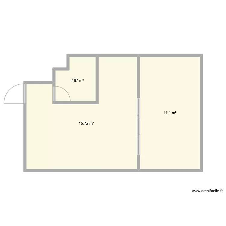 plan total. Plan de 3 pièces et 30 m²