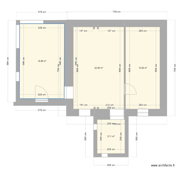 plan b. Plan de 4 pièces et 61 m2