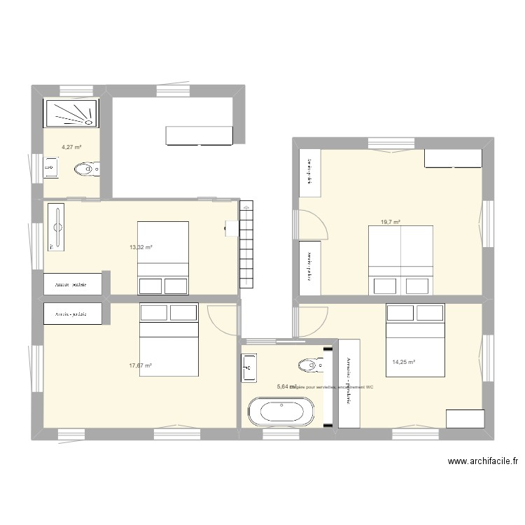 PROJET MAISON 16 AD. Plan de 6 pièces et 75 m2