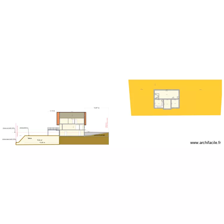 plan de coupe A-A (avant travaux). Plan de 13 pièces et 278 m²