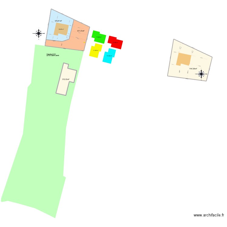 Cadastre V2.1.1. Plan de 4 pièces et 2608 m2