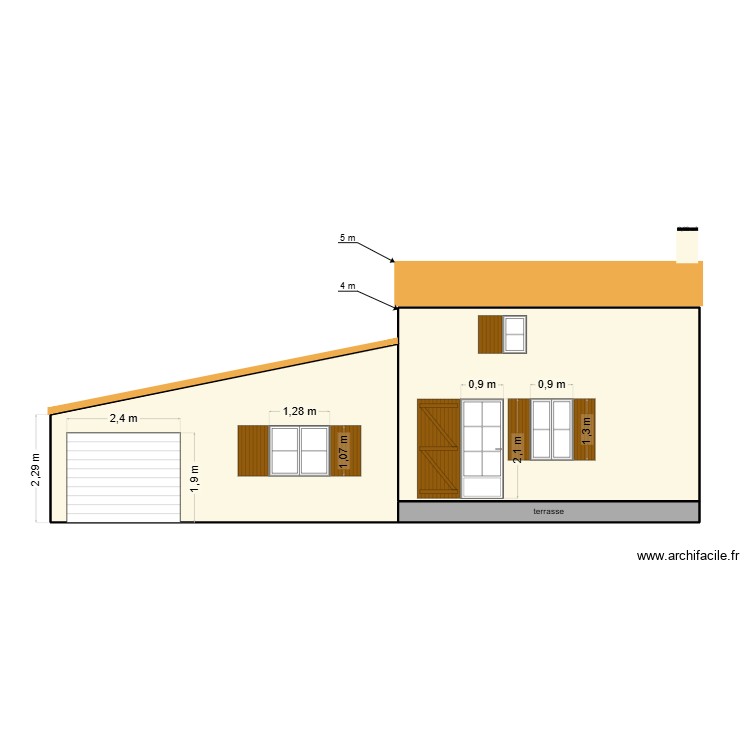 Plan facades sud. Plan de 0 pièce et 0 m2