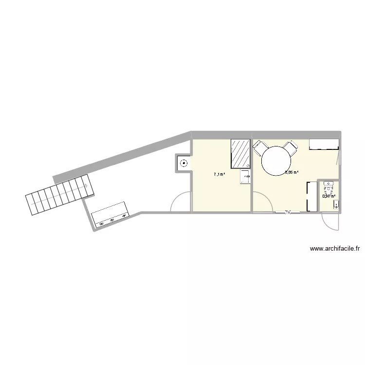 bureau buanderie 3. Plan de 3 pièces et 17 m²