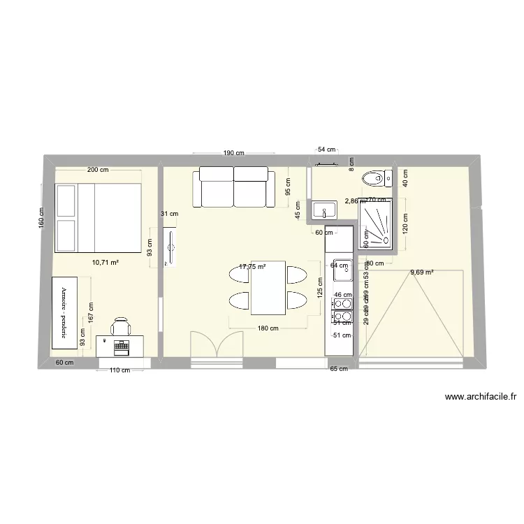 D&eacute;pendance maison VF2. Plan de 
