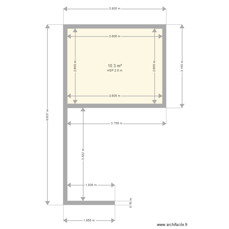 DEBUT ANGONDJE. Plan de 1 pièce et 10 m2