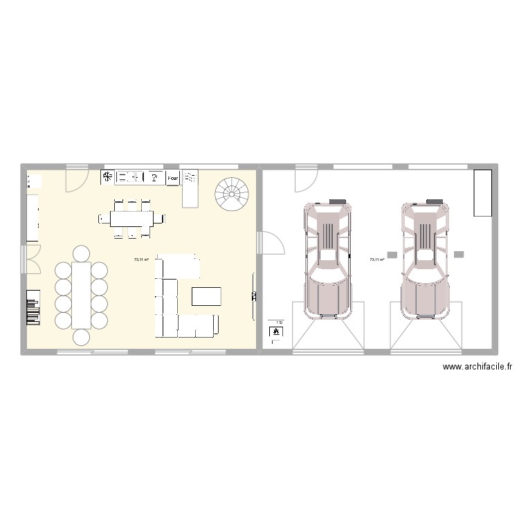 plan maison roc. Plan de 2 pièces et 146 m2