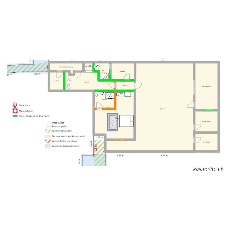 1 BIS. Plan de 13 pièces et 210 m2