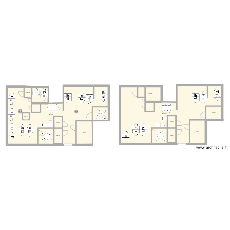 BUREAU ACTUEL. Plan de 16 pièces et 211 m2