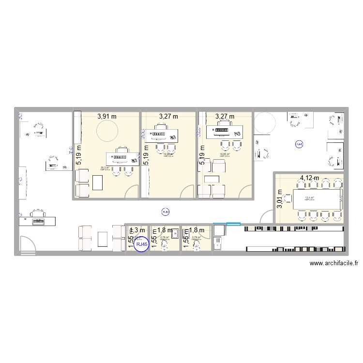 Plan bureau version 2. Plan de 7 pièces et 74 m2