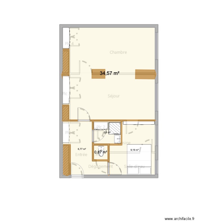 Appt Antoine 1. Plan de 5 pièces et 54 m2