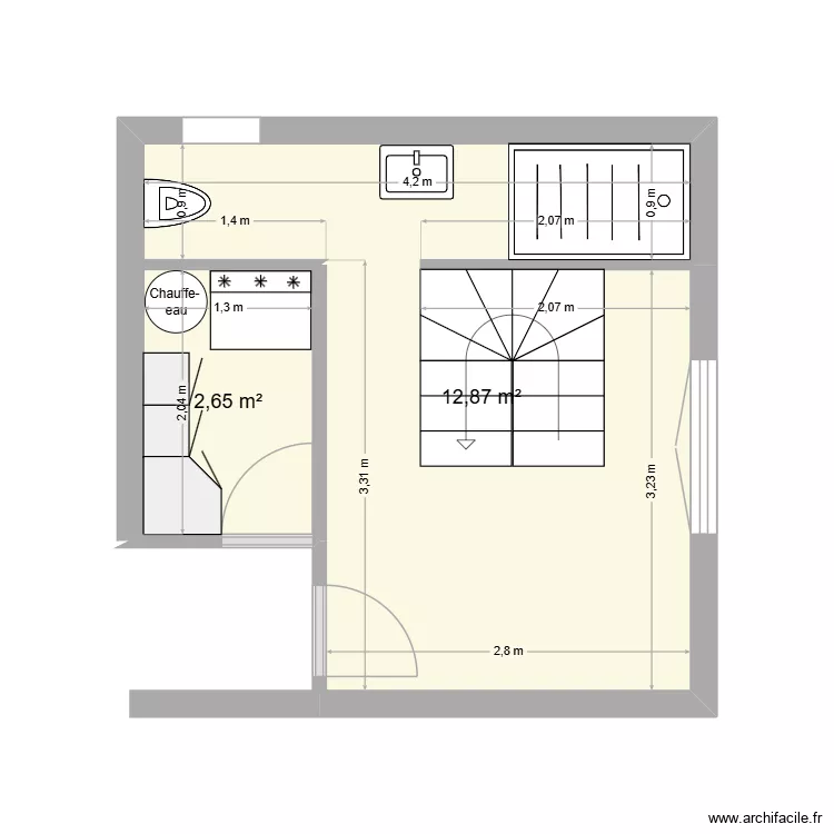 RDC. Plan de 2 et 16 m² RDC. Plan de 2 et 16 m²