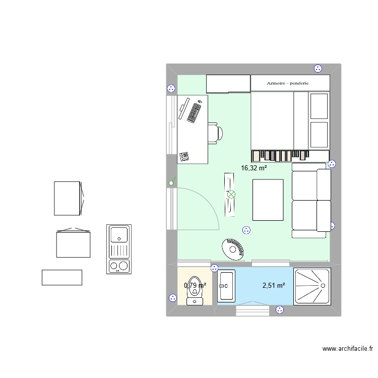 dependance 2. Plan de 3 pièces et 20 m2