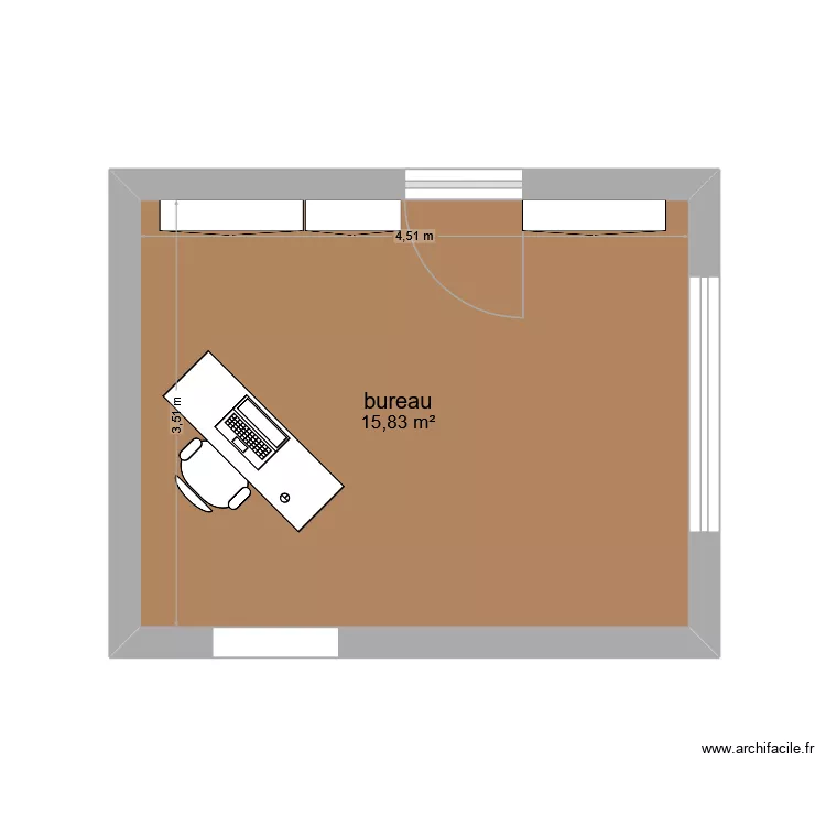 Bureau. Plan de 1 et 16 m² Bureau. Plan de 1 et 16 m²