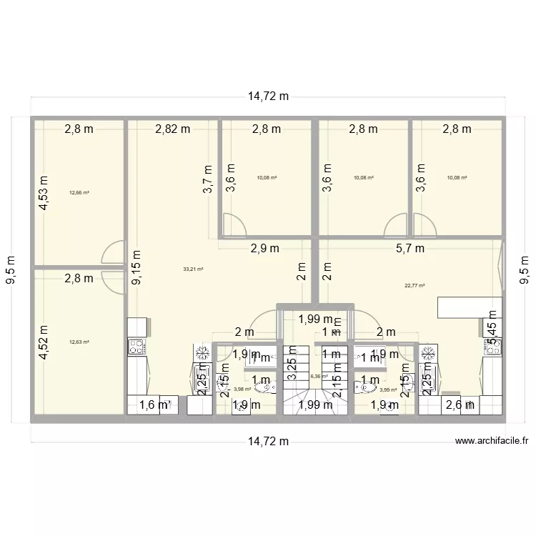 Division incorporation &eacute;lectrique. Plan de 10  et 126 m²