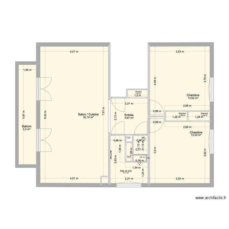 Mason Marnaz - 2ème étage - Plan Initiale. Plan de 14 pièces et 77 m2