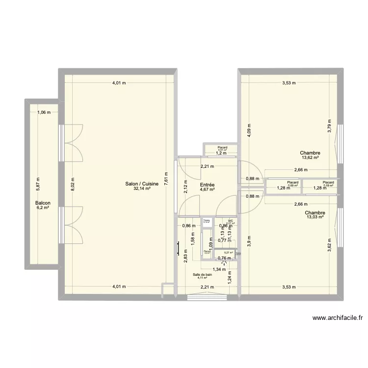 Mason Marnaz - 2&egrave;me &eacute;tage - Plan Initiale. Plan de 
