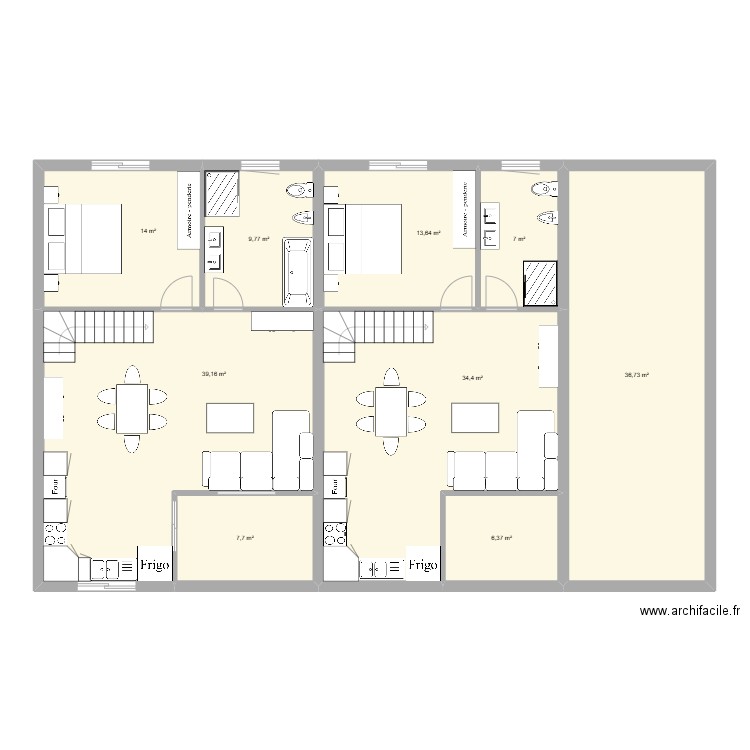 Maison Italie. Plan de 9 pièces et 169 m2