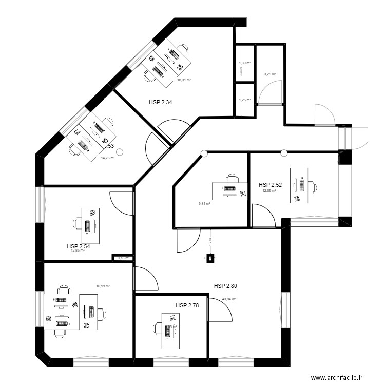 Tarbes Plans V2. Plan de 13 pièces et 144 m2