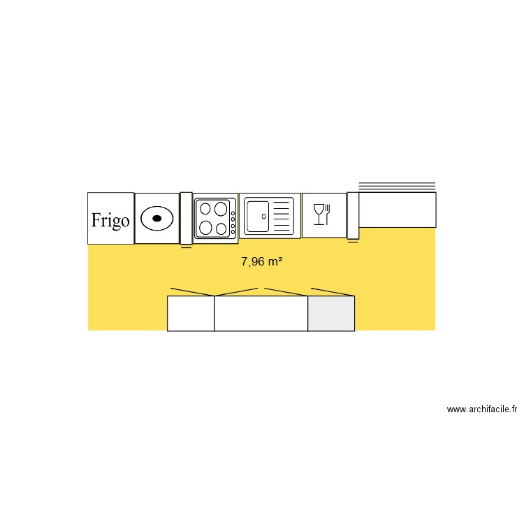cuisine claircigny. Plan de 1 pièce et 8 m2