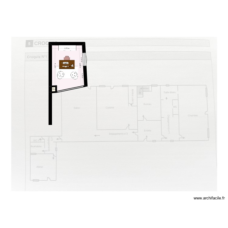 Long&egrave;re version 1. Plan de 0 pièce et 0 m2